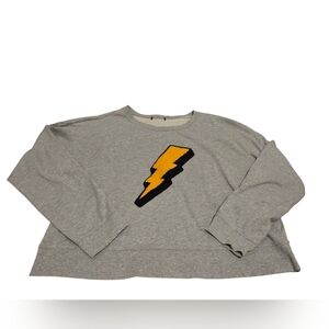 Gray Sweatshirt with Fuzzy Applique Lightning Bolt No Tags OS